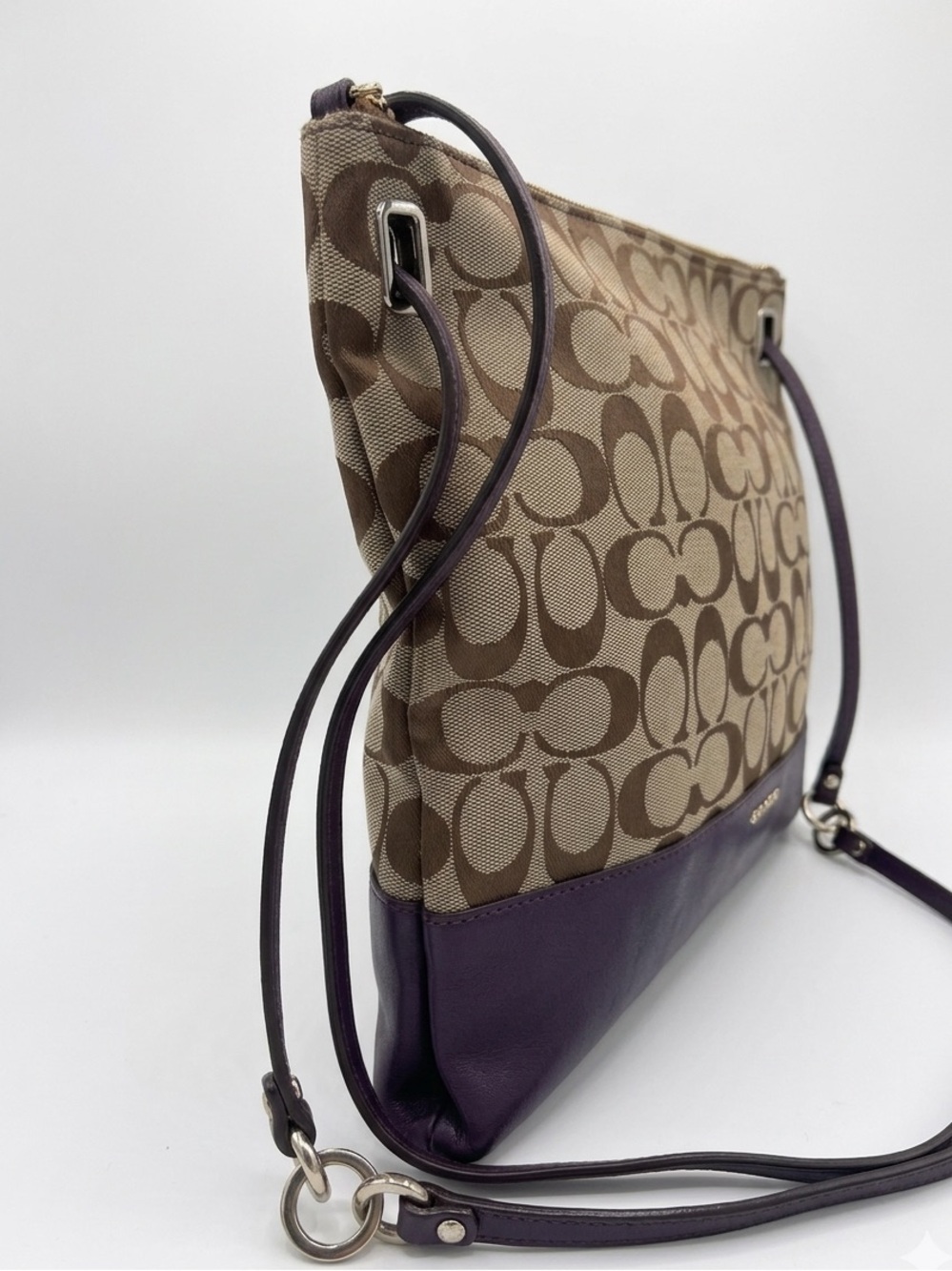 Coach Madison Slim File Bag — Signature Canvas & Purple Leather - Picture 6 of 8